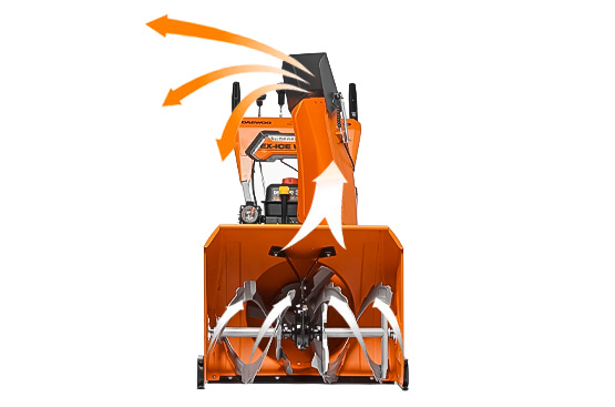 Агрессивные шнеки-ледорубы предназначены для работы с различным типом снега, вплоть до слежавшегося и обледенелого. Измельчая снег, шнеки подают его на крыльчатку выброса.